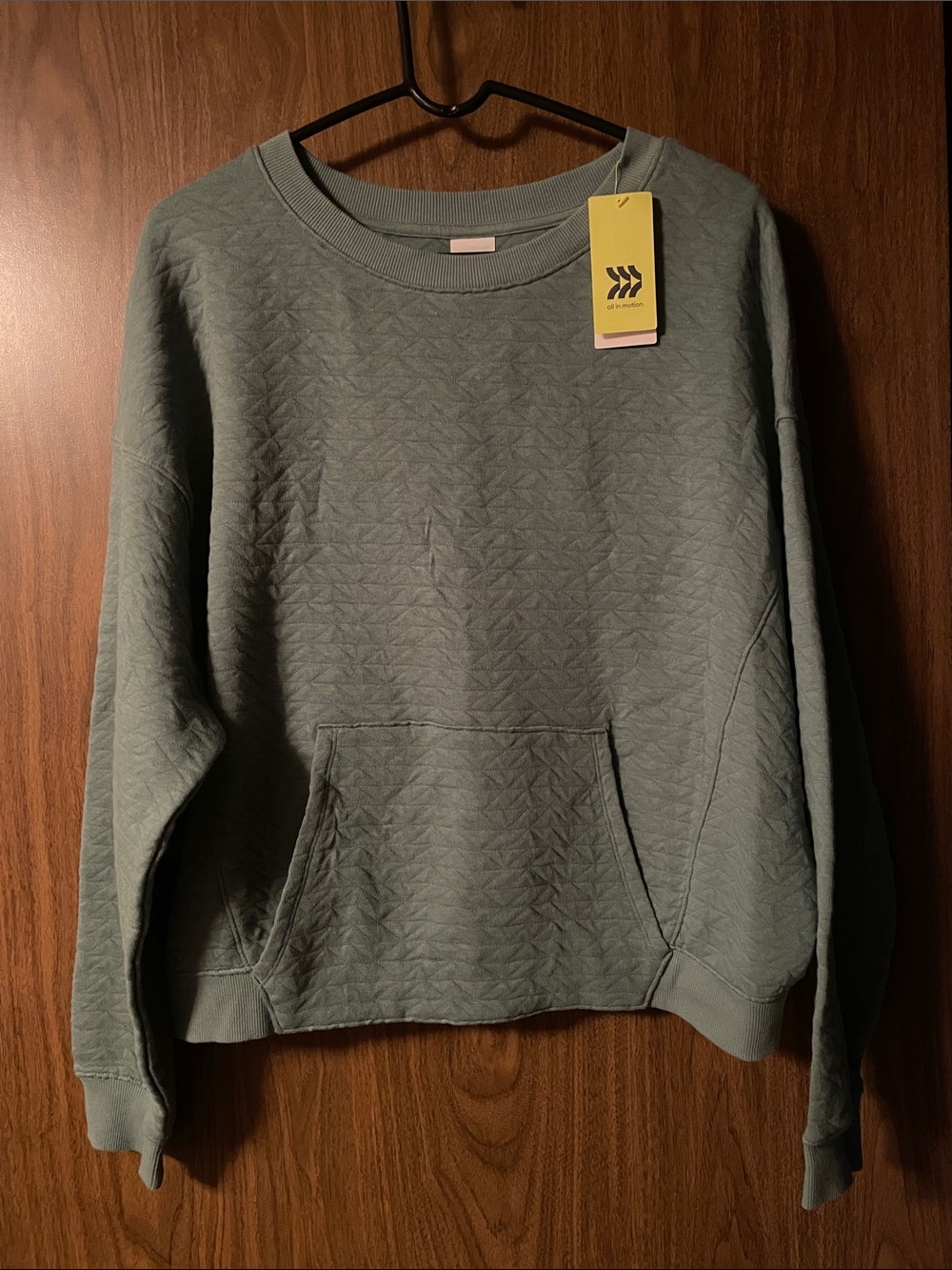 all in motion Quilted Crewneck Sweatshirt in Sage Green